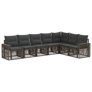 vidaXL Ensemble de canap&eacute; de jardin 7 pc Gris et Gris fonc&eacute; polyrotin