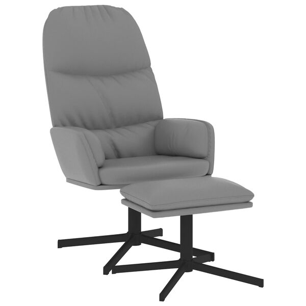 vidaXL Chaise de relaxation avec tabouret Gris Similicuir