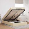 vidaXL Cadre de lit avec matelas avec matelas 2 pcs Cr&egrave;me tissu