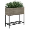 vidaXL Jardini&egrave;re avec &eacute;tag&egrave;re gris r&eacute;sine tress&eacute;e