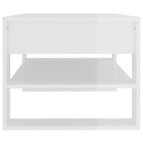 vidaXL Table basse blanc brillant 102x55x45 cm bois d'ing&eacute;nierie