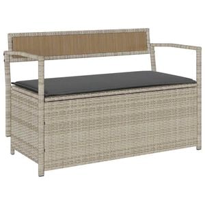 vidaXL Banc de rangement de jardin avec coussin gris clair r&eacute;sine tress&eacute;e