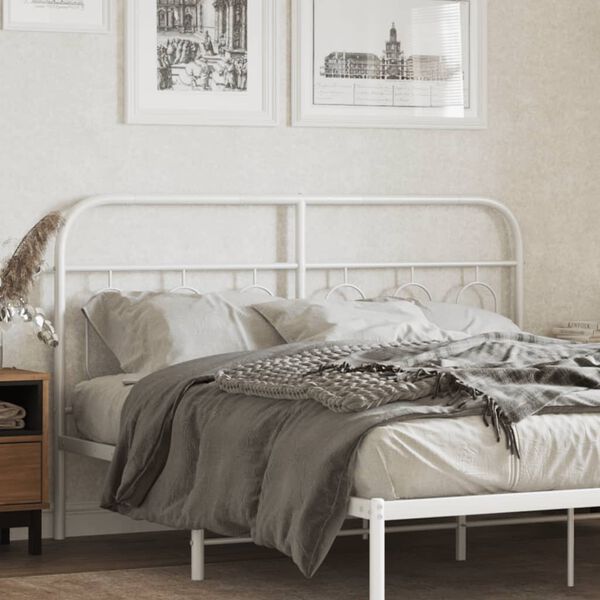vidaXL T&ecirc;te de lit de remplacement m&eacute;tal blanc 150 cm