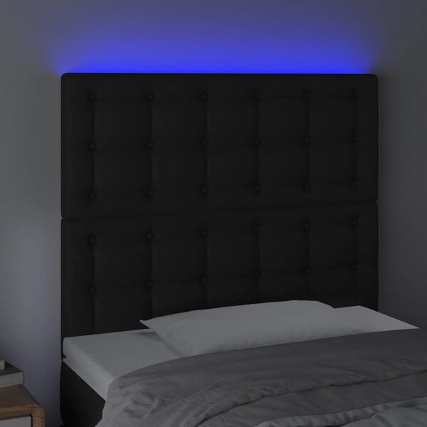 vidaXL T&ecirc;te de lit &agrave; LED Noir 100x5x118/128 cm Similicuir