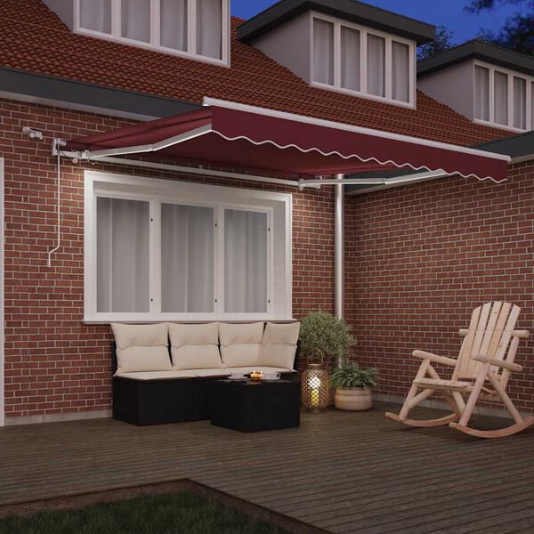 vidaXL Auvent r&eacute;tractable automatique avec LED bordeaux 300x250 cm