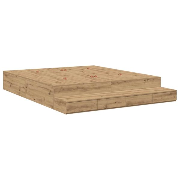 vidaXL Cadre de lit avec rangement avec tiroir Ch&ecirc;ne artisanal 180 cm