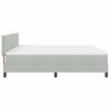 vidaXL Lit &agrave; ressort LED avec matelas Gris clair 200 x 200 cm Velours