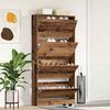 vidaXL Cabinet &agrave; chaussures avec porte Bois ancien 80 x 21 x 163,5 cm