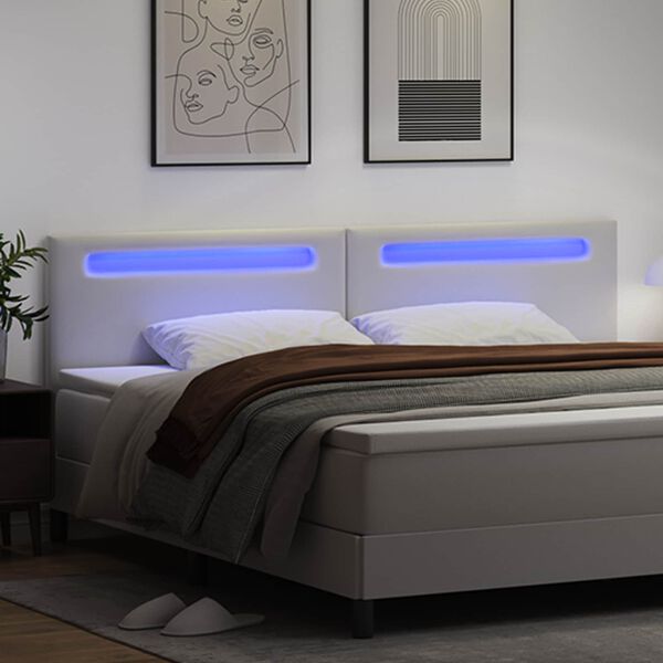 vidaXL T&ecirc;te de lit LED Blanc 200 cm Cuir synth&eacute;tique