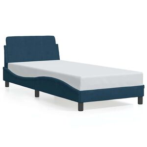 vidaXL Cadre de lit avec t&ecirc;te de lit Dover bleu 90x200 cm velours