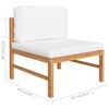 vidaXL Salon de jardin 6 pcs avec coussins cr&egrave;me Bois de teck solide
