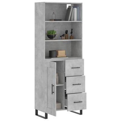 vidaXL Buffet haut Gris béton 69,5x34x180 cm Bois d'ingénierie