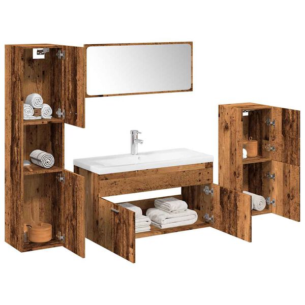 vidaXL Ensemble de meubles salle de bain 5 pcs bois d'ing&eacute;nierie