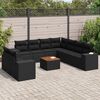 vidaXL Salon de jardin 10 pcs avec coussins noir r&eacute;sine tress&eacute;e