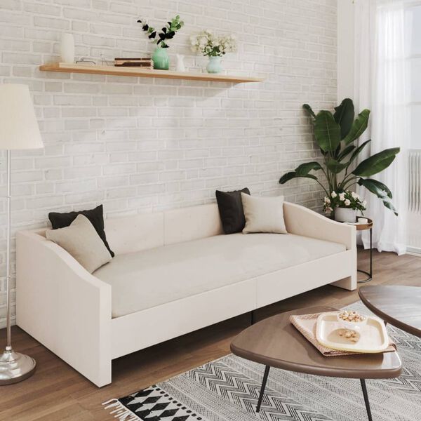 vidaXL Lit avec USB Cr&egrave;me Tissu 90x200 cm