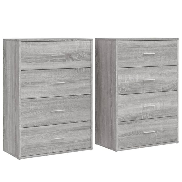 vidaXL Buffets 2 pcs sonoma gris 60x31x84 cm bois d'ing&eacute;nierie