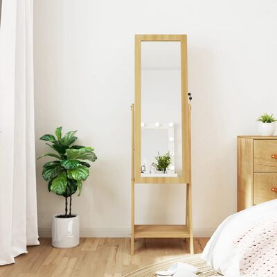 vidaXL Armoire à bijoux miroir avec lumières LED sur pied