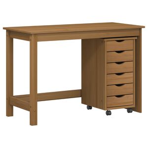 vidaXL Ensemble bureau et cabinet roulant MOSS 2 pc Brun Miel