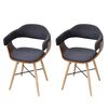 vidaXL Chaises &agrave; manger lot de 2 gris fonc&eacute; bois courb&eacute; et tissu