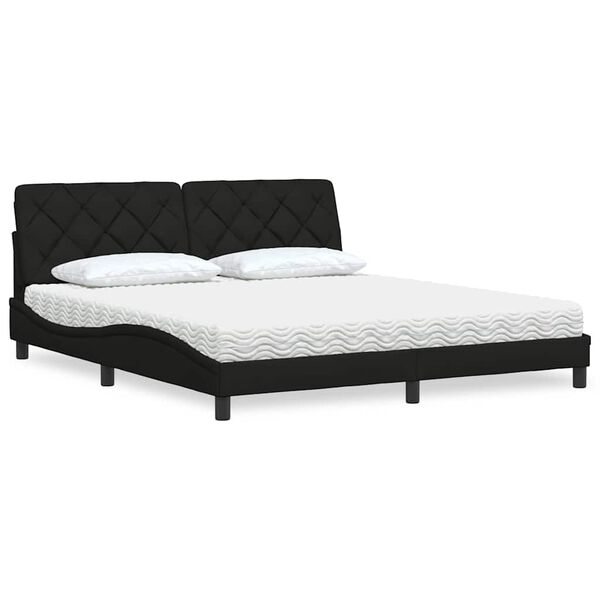 vidaXL Lit avec matelas noir 180x200 cm tissu
