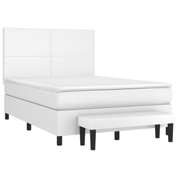 vidaXL Sommier &agrave; lattes de lit avec matelas Blanc 140x200cm Similicuir