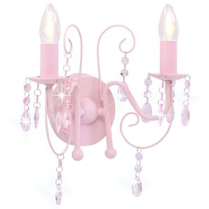 vidaXL Applique murale &agrave; perles Rose 2 ampoules E14