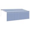 vidaXL Auvent manuel 3,5 x 2 m Ray&eacute; bleu et blanc 100 % polyester