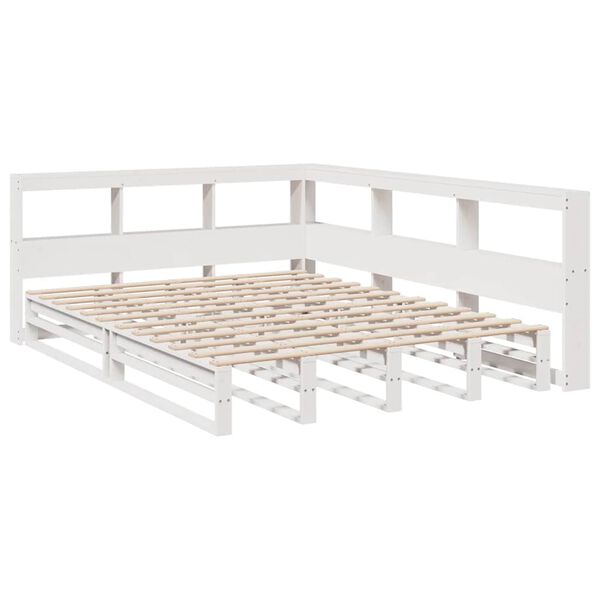 vidaXL Lit bibliothèque sans matelas blanc 140x190 cm bois pin massif