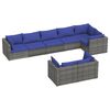 vidaXL Salon de jardin 8 pcs avec coussins Gris R&eacute;sine tress&eacute;e