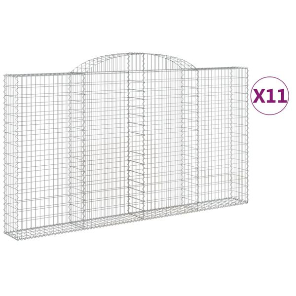 vidaXL Paniers &agrave; gabions arqu&eacute;s 11 pcs 300x30x160/180 cm Fer galvanis&eacute;