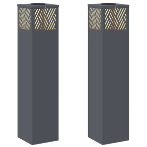 vidaXL Lumi&egrave;re de chemin LED solaire 2 pc Blanc chaud 18 x 18 x 80 cm