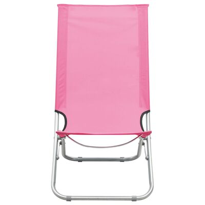 vidaXL Chaises de plage pliables lot de 2 Rose Tissu