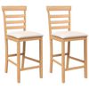 vidaXL Tabourets de bar avec coussins 2pcs naturel bois massif d'h&eacute;v&eacute;a