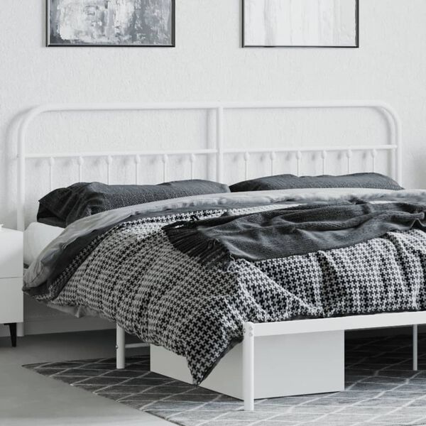 vidaXL T&ecirc;te de lit m&eacute;tal blanc 200 cm