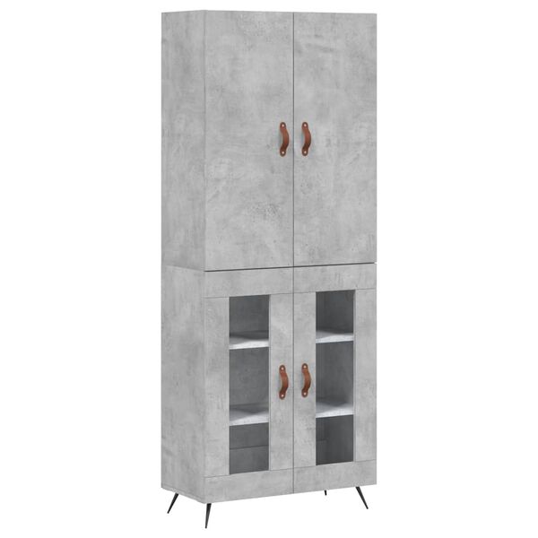 vidaXL Buffet haut Gris b&eacute;ton 69,5x34x180 cm Bois d'ing&eacute;nierie
