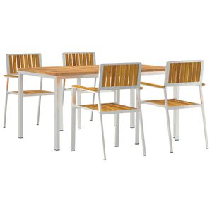 vidaXL Ensemble de repas ext&eacute;rieur 5 pcs Marron Bois d'Acacia Massif