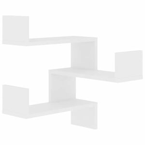 vidaXL &Eacute;tag&egrave;res murales d'angle 2 pcs Blanc 40x40x50cm bois ing&eacute;nierie