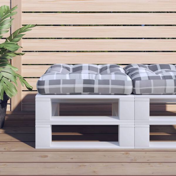 vidaXL Coussin de palette carreaux gris 58x58x10 cm tissu