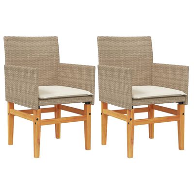 vidaXL Chaises de jardin coussins lot de 2 beige résine tressée bois