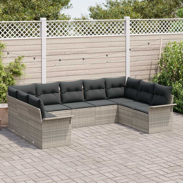 vidaXL Ensemble de canap&eacute; de jardin avec coussin Gris clair polyrotin
