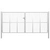 vidaXL Portail de jardin en acier galvanis&eacute; 400 x 200 cm argent&eacute;