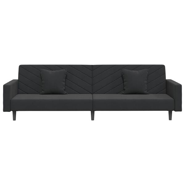 vidaXL Canap&eacute;-lit &agrave; 2 places avec deux oreillers Noir Velours