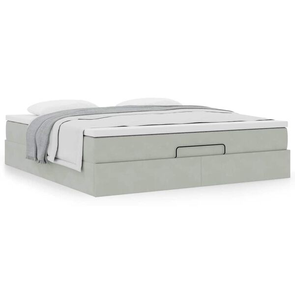 VidaXL Cadre de lit ottoman avec matelas gris clair 160x200 cm velours