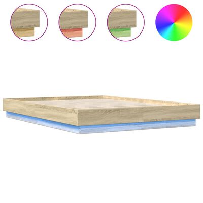 vidaXL Cadre de lit avec LED sans matelas chêne sonoma 120x200 cm