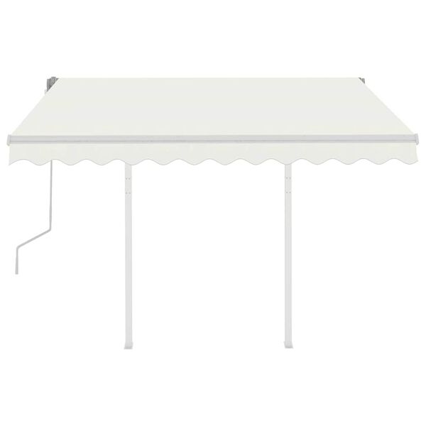 vidaXL Auvent manuel r&eacute;tractable avec poteaux 3x2,5 m Cr&egrave;me
