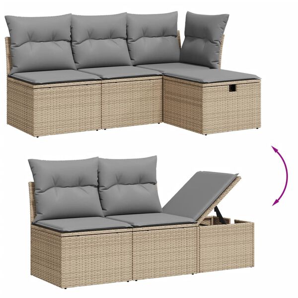 vidaXL Salon de jardin avec coussins 6pcs m&eacute;lange beige r&eacute;sine tress&eacute;e