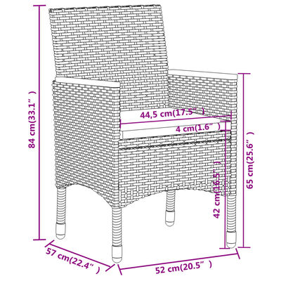 vidaXL Mobilier à dîner de jardin 3 pcs Résine tressée Gris