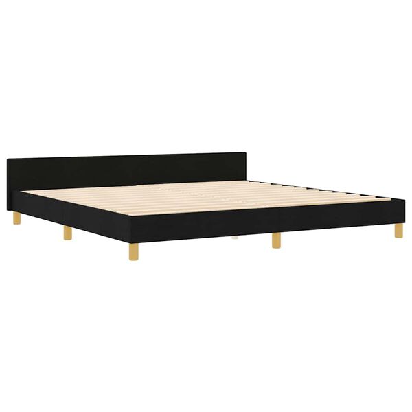 vidaXL Cadre de lit avec t&ecirc;te de lit Noir 200 x 200 cm tissu