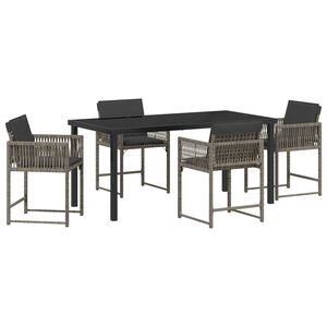 vidaXL Ensemble de salle &agrave; manger pour jardin 5 pcs Gris polyrotin
