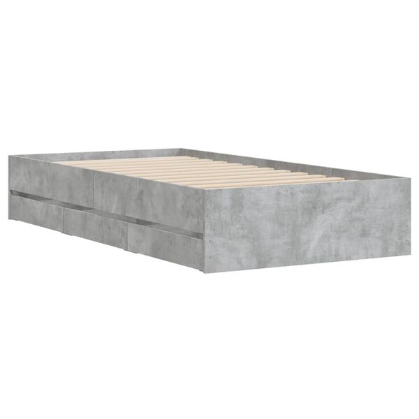vidaXL Cadre de lit avec tiroirs sans matelas gris b&eacute;ton 90x200 cm